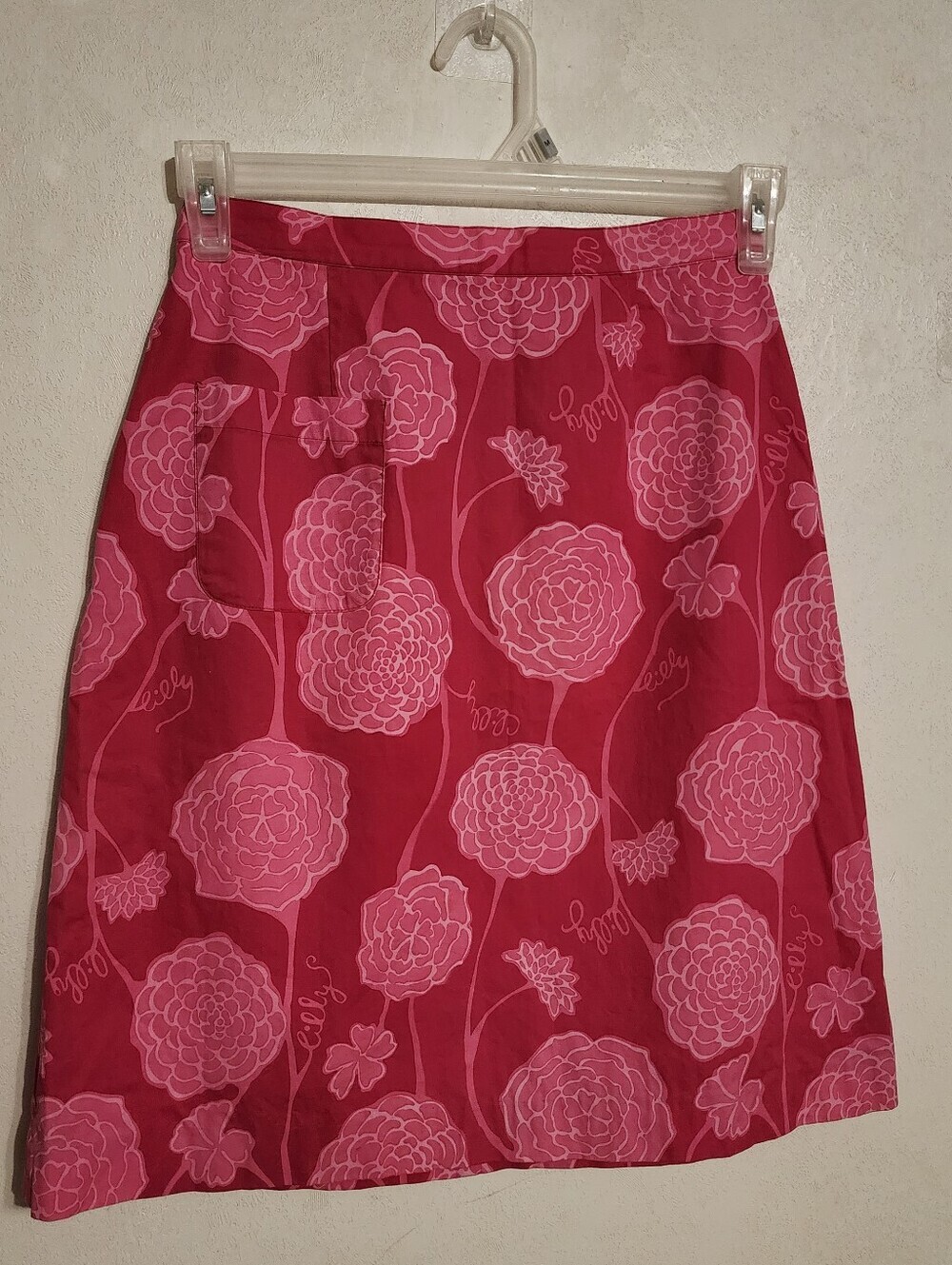 Vintage Lilly Pulitzer Pink Floral Cotton Skirt Lined Size 6